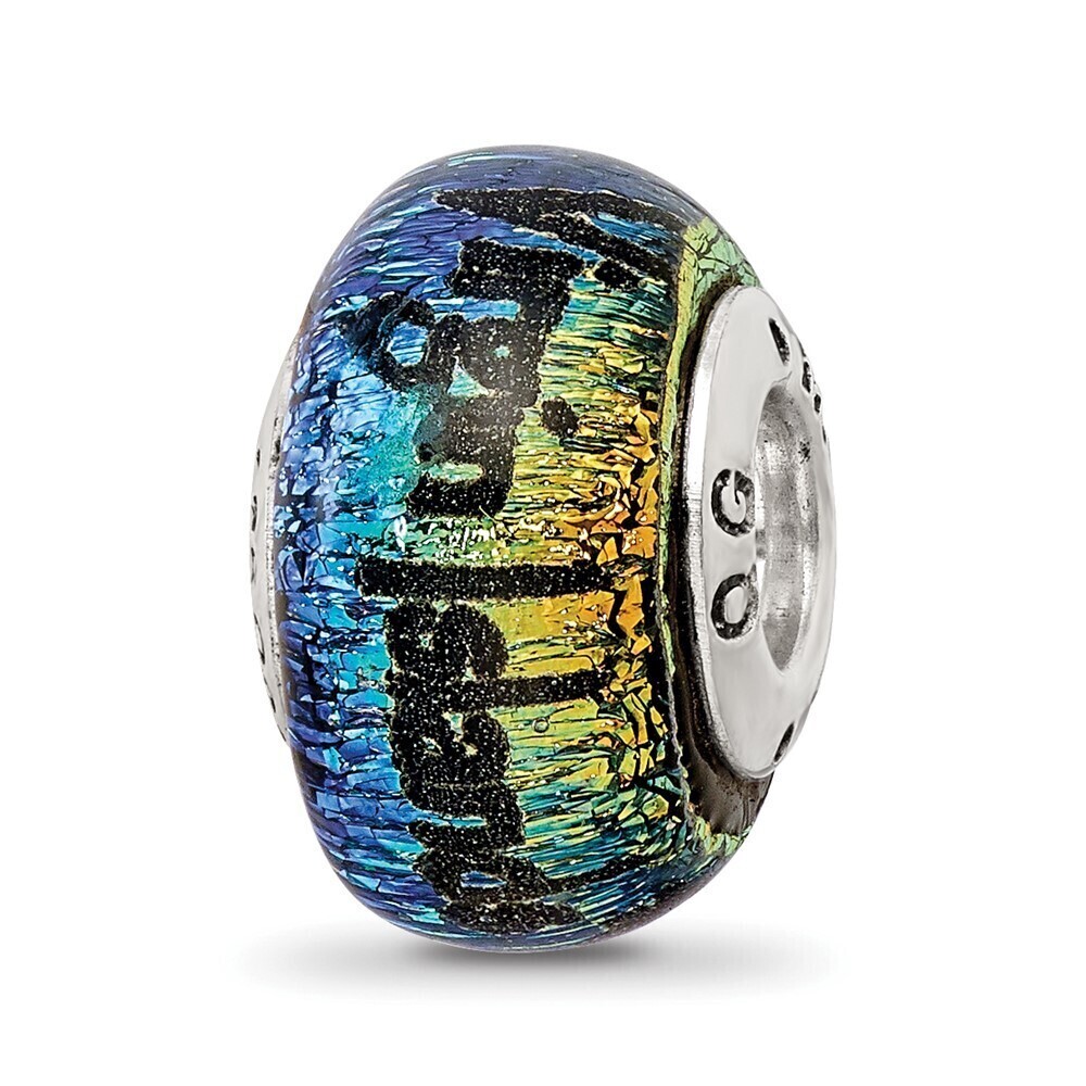 Kazi Luxury Sterling Silver Reflections Virgin Isl&s Orange Dichroic Glass Bead
